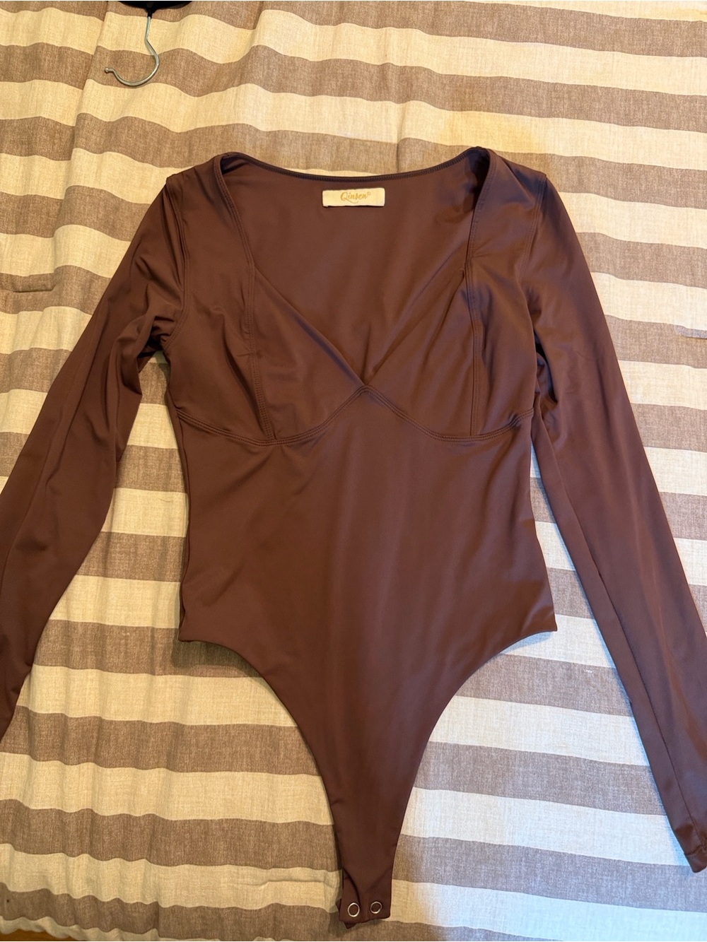 Long-Sleeve Brown Shaping Bodysuit